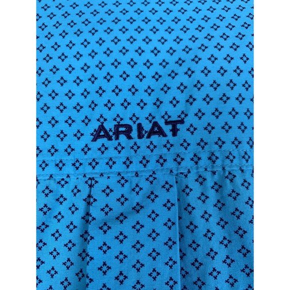 ARIAT Button Down Mens XXL Long Sleeve Geometric Rodeo Cowboy Turquoise Blue - Picture 8 of 8